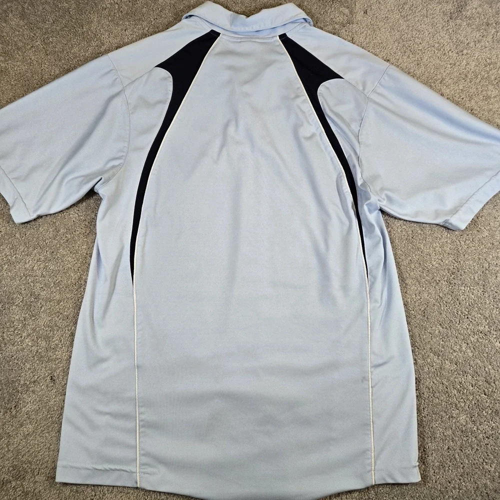 Nike Golf Tour‎ Performance Mens 2XL Black Light Blue Stripe Short Sleeve Polo